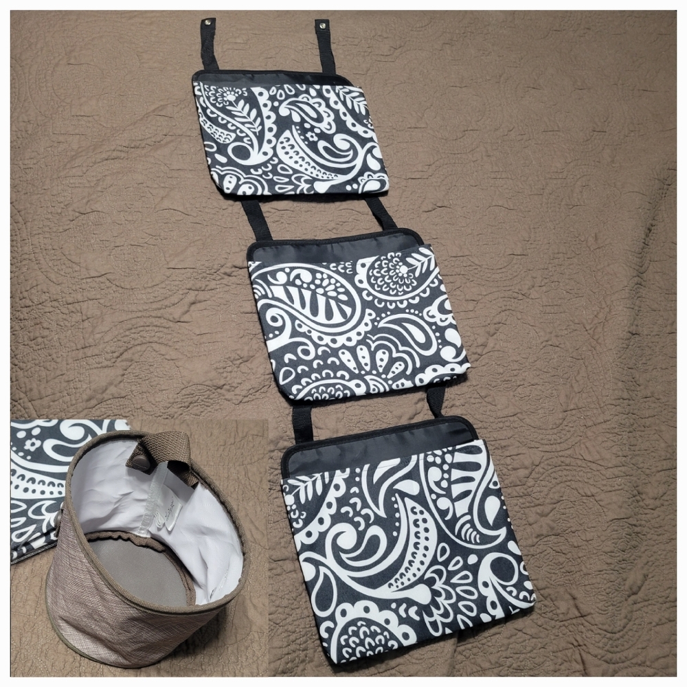 Thirty One Bag Hanging Oh Snap Pocket Pouch Black White Links BONUS PopUp